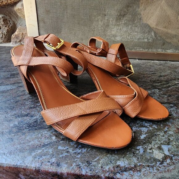 Lauren Ralph Lauren Brown Leather Luna Sandals Size 10B - Picture 15 of 16